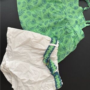 Sigrid Olsen Green and White beach inspired fruits  Kids Belted Set